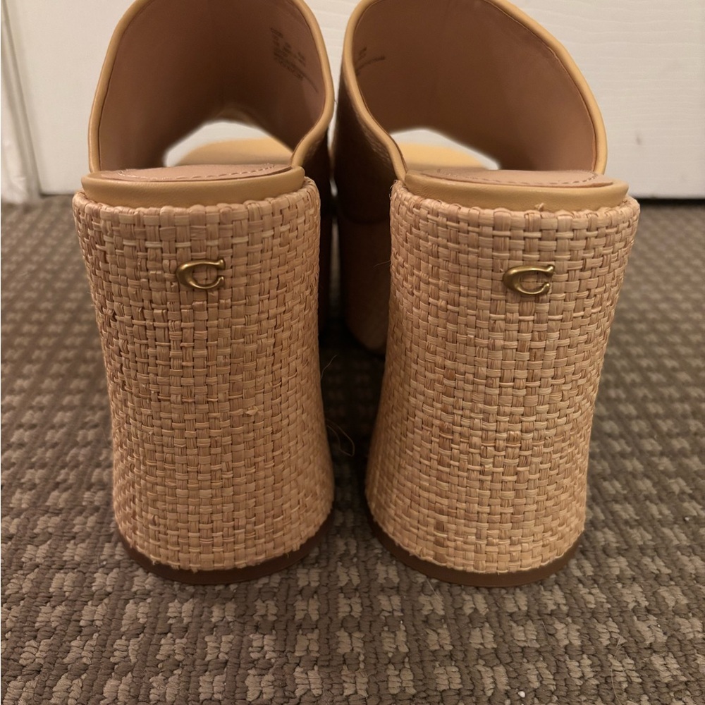 Coach Women's Beige Woven Mules - Picture 5 of 5